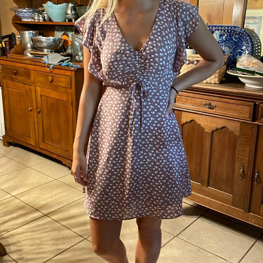 Purple dress with white flowers
